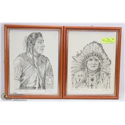 TWO 11X14 MARIE STONEY ABORIGINAL CHARCOAL PRINTS