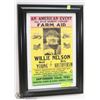 Image 1 : FRAMED 15X21 1985 WILLIE NELSON CONCERT POSTER