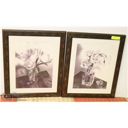 2 MATCHING FLORAL PICTURES FRAMED