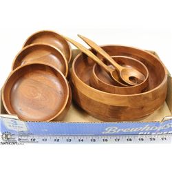 7PC WOOD SALAD BOWL SET