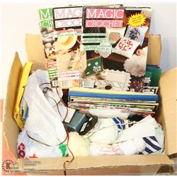 BOX OF SEWING ITEMS AND CRAFTING ACCESSORIES
