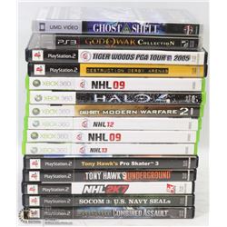 VIDEO GAMES INCL XBOX, PS3, PSP AND PS2.
