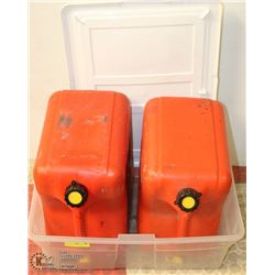 2 GAS JERRY CANS IN TOTE