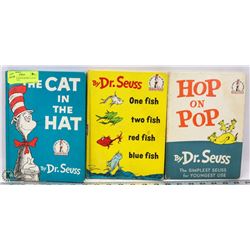 LOT OF 3 DR. SEUSS BOOKS, CAT IN THE HAT (1957),