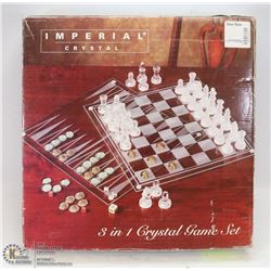 IMPERIAL CRYSTAL 3-IN-1 GAME SET INCL CHESS