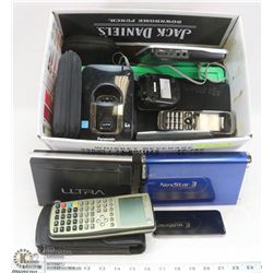 BOX WITH BLACKLISTED IPHONE 6, EXTERNAL HARD DRIVES 