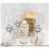 Image 1 : LOT OF 3 OIL LAMPS WITH EXTRA SHADE & OIL