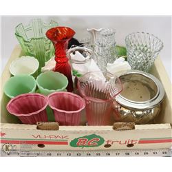 7) 18 SELECTED VASES INCL DEPRESSION GLASS,