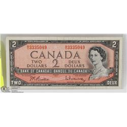 CANADA 1954 TWO DOLLAR BILL.