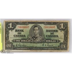 CANADA 1937 ONE DOLLAR BILL.
