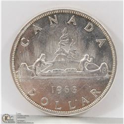1963 CANADIAN SILVER DOLLAR WITH YOUNG QUEEN