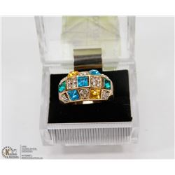 WOMAN INLAID MULTICOLOR STONE CRYSTAL RING