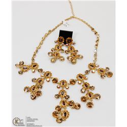 ELABORATE AMBER CRYSTAL NECKLACE WITH MATCHING