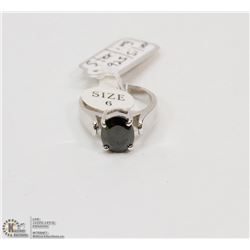 9) STERLING 925, SILVER RING WITH CUBIC STONE