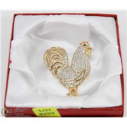 ENAMELED RHINESTONE BROOCH