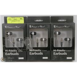 LOT OF 3 HI FIDELITY 3.5MM EARBUDS