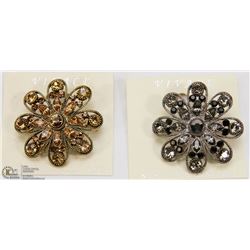 PAIR OF RHINESTONE BROOCHES