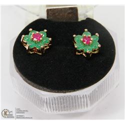 #55-RED RUBY & EMERALD EARRINGS