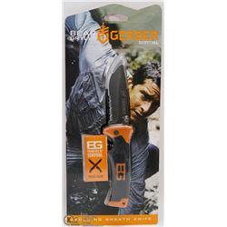 NEW GERBER SURVIVAL FOLDING KNIFE WITH SHEATH