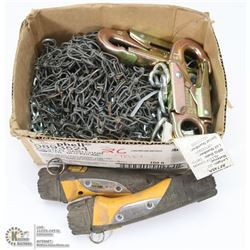 BOX OF CHAINLINK INCL STAINLESS STEEL AND LANYARDS