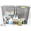 Image 1 : TWO METAL BINS WITH PET SUPPLIES