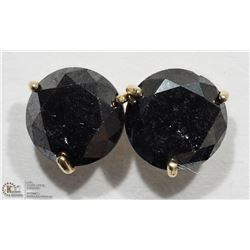 2) 14KT YELLOW GOLD BLACK DIAMOND EARRINGS