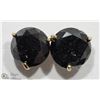 Image 1 : 2) 14KT YELLOW GOLD BLACK DIAMOND EARRINGS
