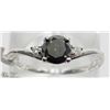 Image 1 : 5) 14KT WHITE GOLD BLACK DIAMOND RING