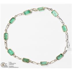 7) 10KT WHITE GOLD EMERALD HANDCRAFTED BRACELET