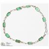 Image 1 : 7) 10KT WHITE GOLD EMERALD HANDCRAFTED BRACELET
