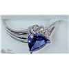 Image 1 : 8) 14K WHITE GOLD TANZANITE AND DIAMOND RING
