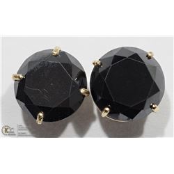 9) 14KT YELLOW GOLD BLACK DIAMOND EARRINGS