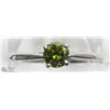 Image 1 : 11) 10KT WHITE GOLD GREEN DIAMOND SOLITAIRE RING