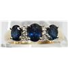 Image 1 : 13) 14KT YELLOW GOLD SAPPHIRE DIAMOND RING
