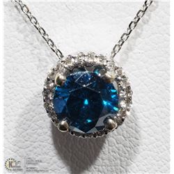 17) 14KT WHITE GOLD BLUE DIAMOND PENDANT