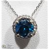 Image 1 : 17) 14KT WHITE GOLD BLUE DIAMOND PENDANT