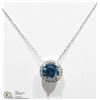 Image 2 : 17) 14KT WHITE GOLD BLUE DIAMOND PENDANT