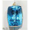 Image 1 : 21) 14KT Y. GOLD BLUE TOPAZ PENDANT NECKLACE