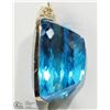 Image 2 : 21) 14KT Y. GOLD BLUE TOPAZ PENDANT NECKLACE