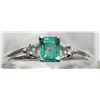 Image 1 : 22) 10KT WHITE GOLD EMERALD DIAMOND RING