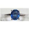 Image 1 : 24) 10K WHITE GOLD BLUE SAPPHIRE SOLITAIRE RING