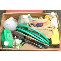 BOX W/DECK CLEANER, GARDEN FERTILIZER,