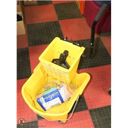 COMMERCIAL MOP PAIL WITH BAG OF RUBBER GLOVES