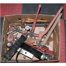 BOX OF BOOMERS, 2 GREASE GUNS, & MULTI BALL SIZE