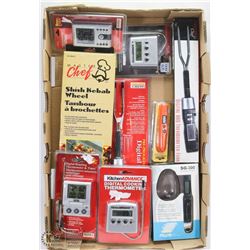 LARGE LOT W/ ASSORTED MEAT THERMOMETERS, SPOON