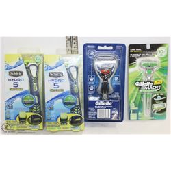 LOT OF 4 ASSORTED RAZORS WITH REFILLS