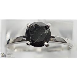 30) 14KT WHITE GOLD BLACK DIAMOND SOLITAIRE RING