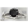 Image 1 : 30) 14KT WHITE GOLD BLACK DIAMOND SOLITAIRE RING
