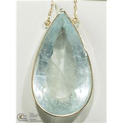 36) 14KT YELLOW GOLD AQUAMARINE PENDANT NECKLACE