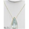 Image 2 : 36) 14KT YELLOW GOLD AQUAMARINE PENDANT NECKLACE